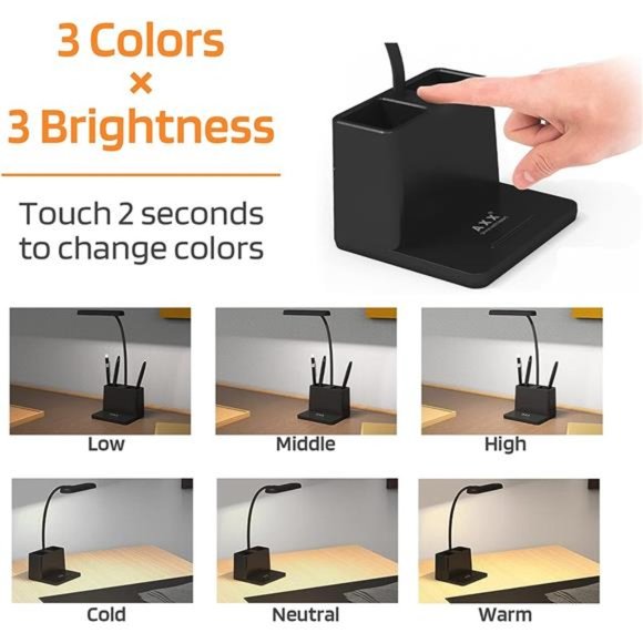 LED Desk Lamp for Home Office, Battery Operated Desk Light for Computer/Desktop - Picture 2 of 5